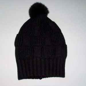 Parkhurst Angora Checker Knit Fox Hair Pom Hat